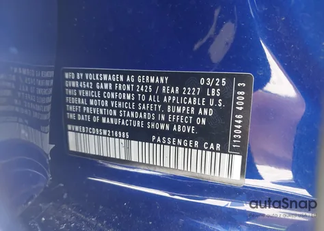 2025 Volkswagen Golf R 2.0T из США, поврежденный, VIN WVWEB7CD9SW216985